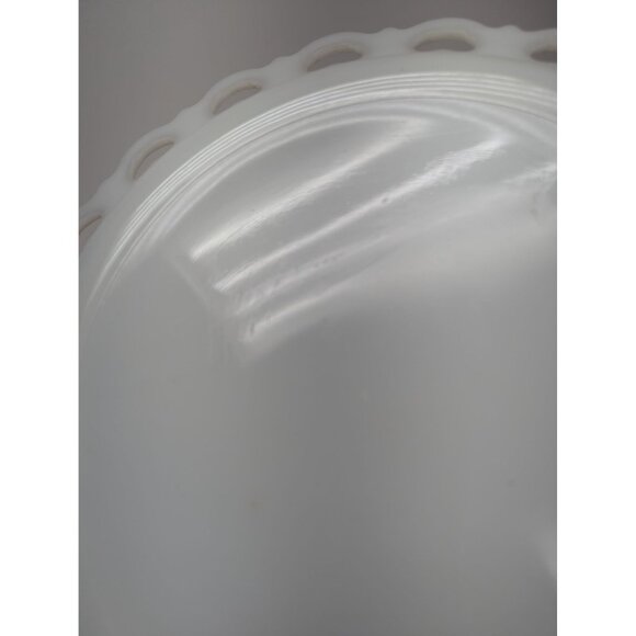 Vintage Anchor Hocking White Milk Glass Open Heart Lace Cake Plate Platter 13" - Picture 5 of 5